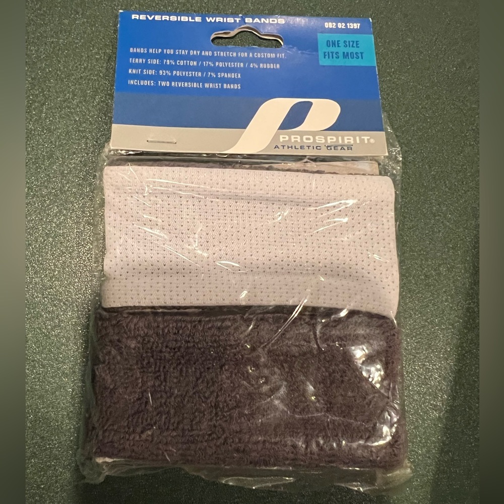 Pro spirit athletic wrist bands reversible black and white, never opened